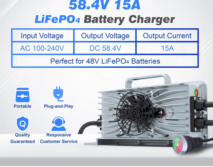 ENERION 58.4V 15A LiFePO4 smart charger